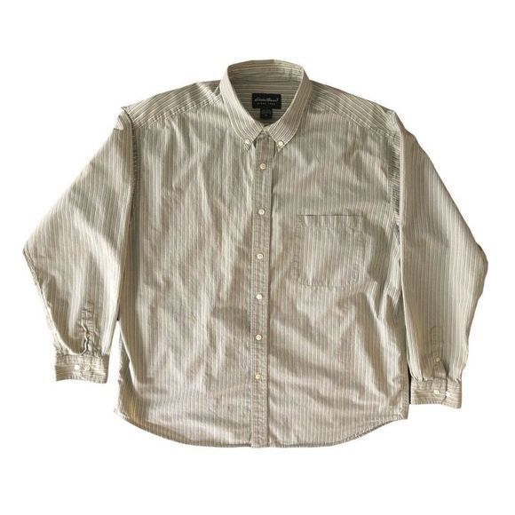 Eddie Bauer‎ Long Sleeve Button Up Shirt Men’s XL Sage Green Yellow Striped - Picture 1 of 12